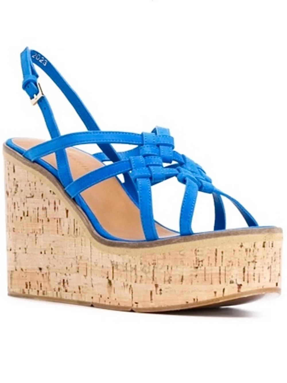 Robert Clergerie Valia Luxury Designer Blue Suede Wedge Platform Sandals 6.5 37